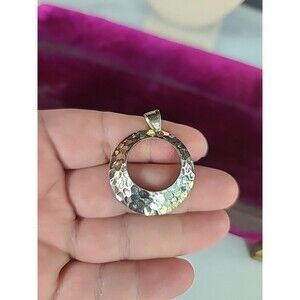 925 Hammered Circular Pendant Vintage